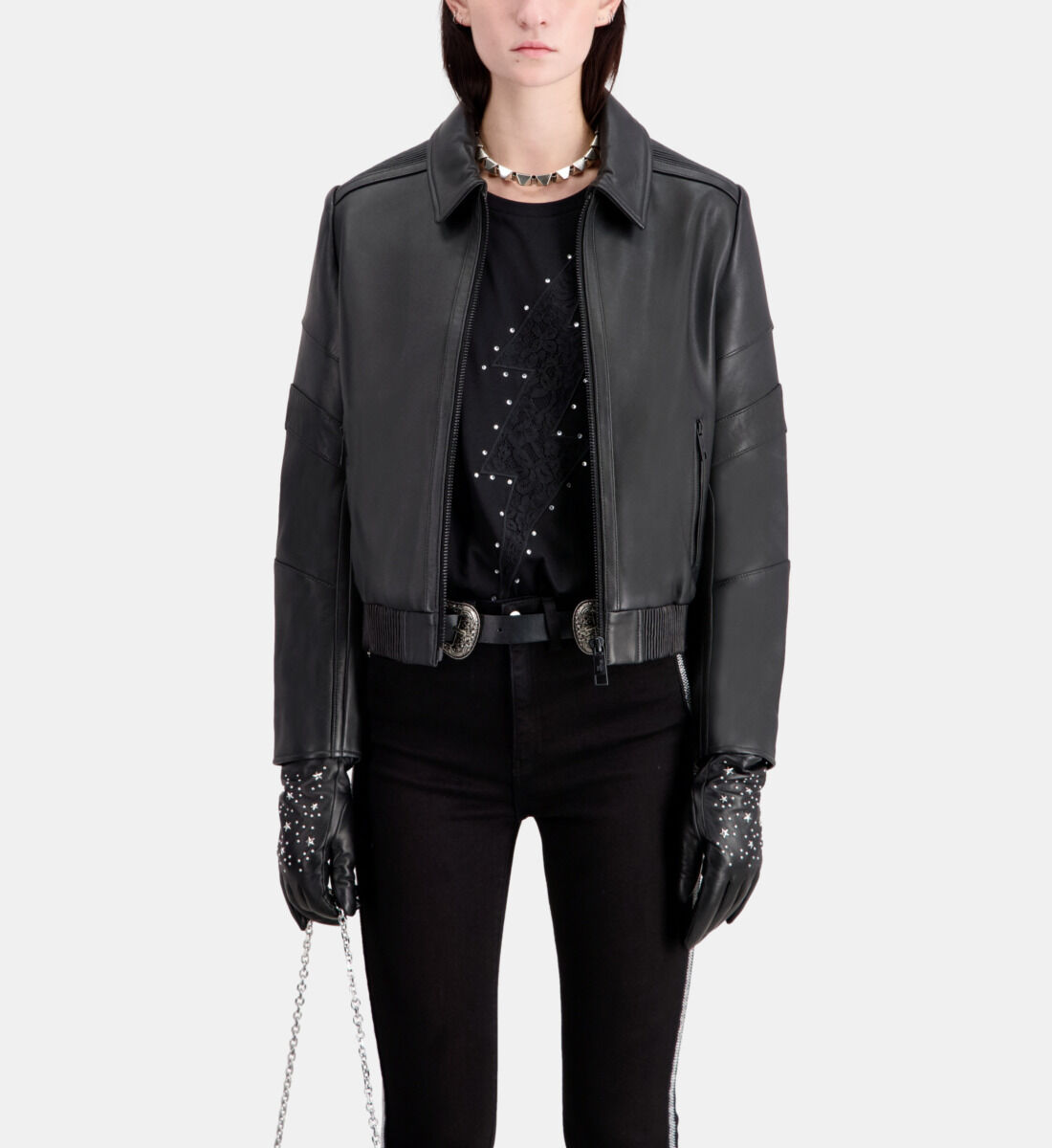 Black leather jacket  The Kooples - Canada