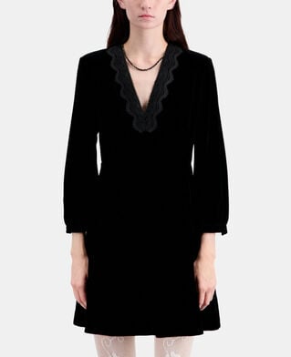 The Kooples DAMEN BLACK schwarzes, kurzes kleid aus samt