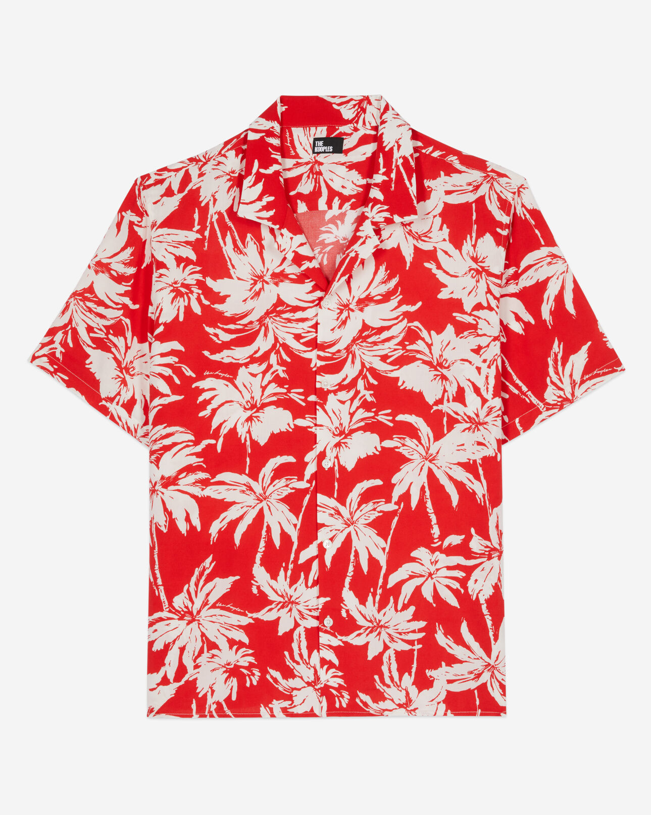 The Kooples MEN RED / WHITE red palm tree print short sleeve shirt