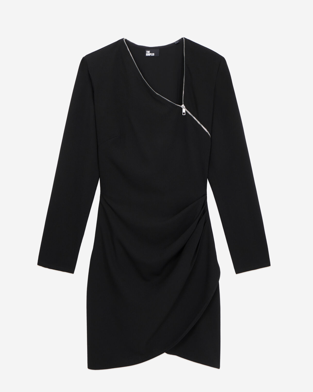 The Kooples WOMEN BLACK short black crepe dress with zipper