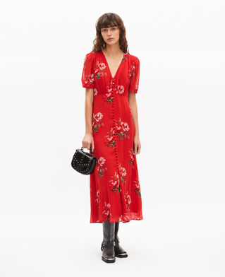 The Kooples F RED / GREEN red floral print maxi dress
