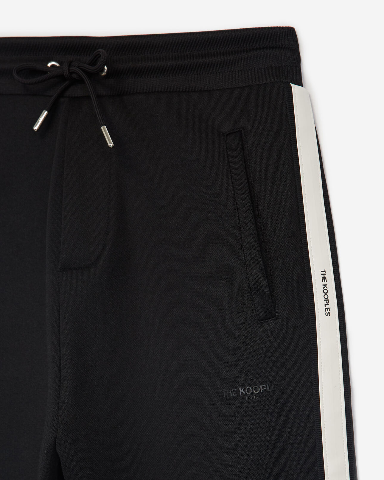 The Kooples HOMME BLACK jogging noir coton bandes effet cuir
