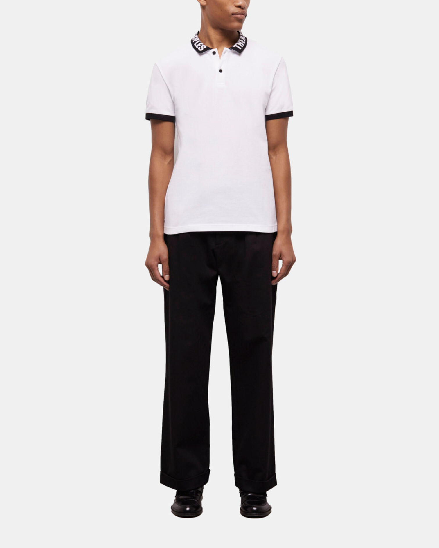 Weißes Poloshirt mit Logo am Kragen, WHITE, hi-res image number null