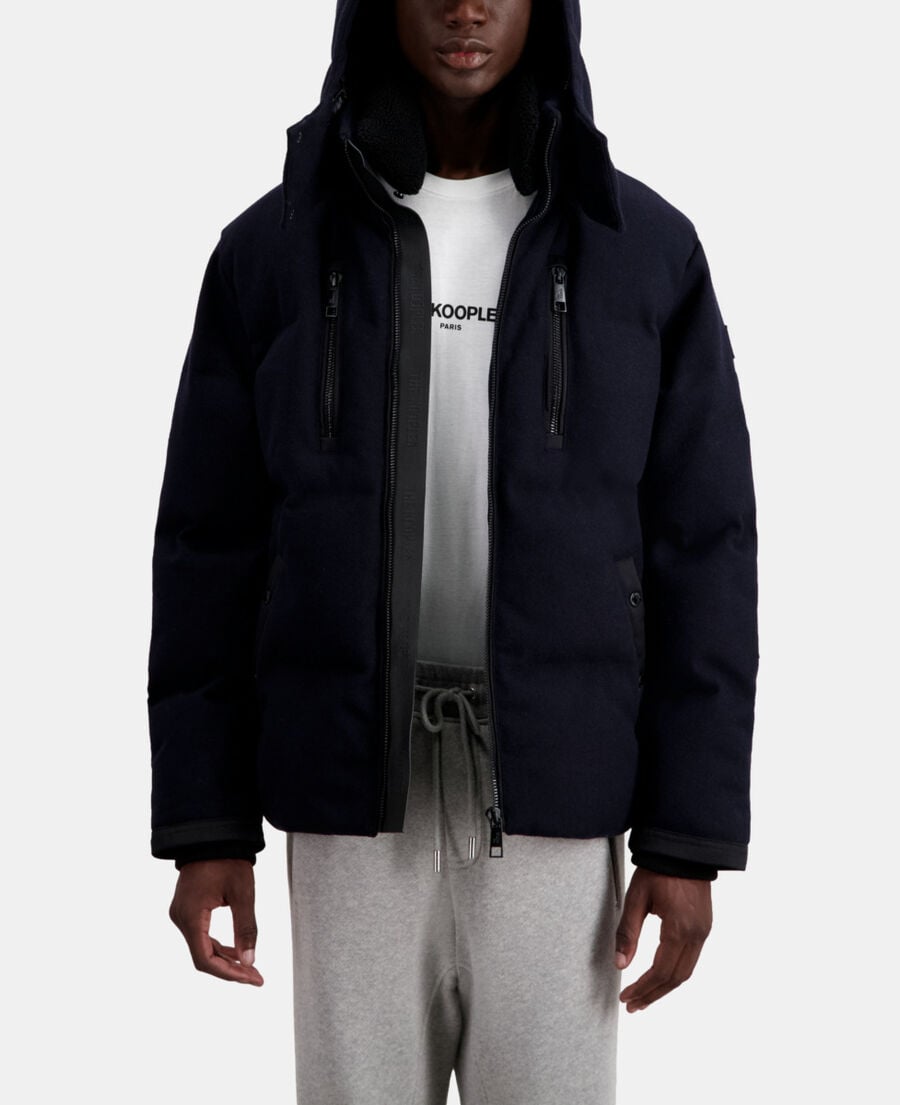 The Kooples H NAVY navy blue flannel puffer jacket