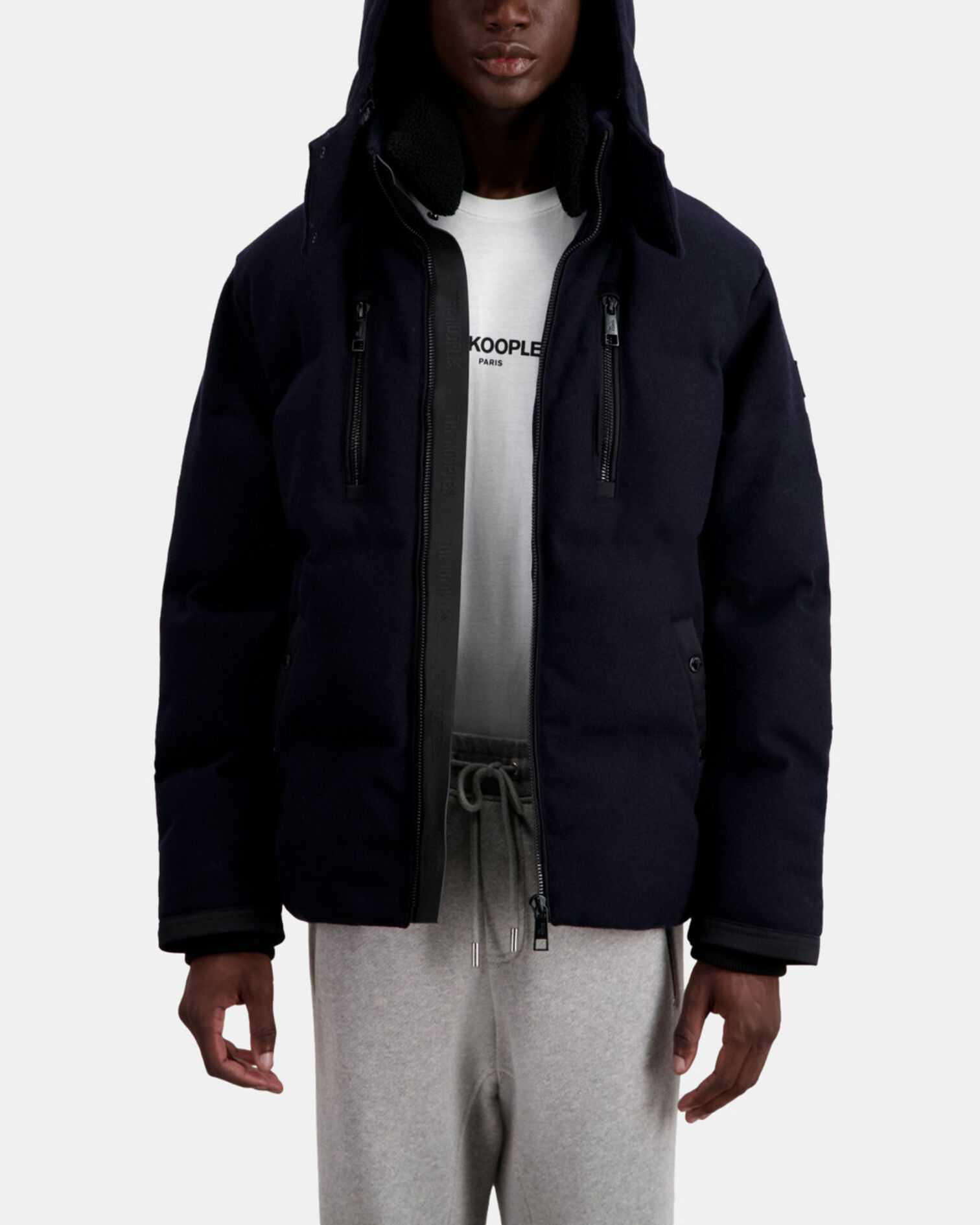 Doudoune bleu marine en flanelle, NAVY, hi-res image number null