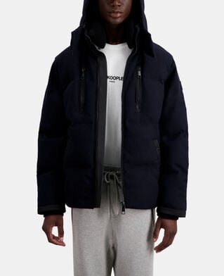 The Kooples H NAVY navy blue flannel puffer jacket