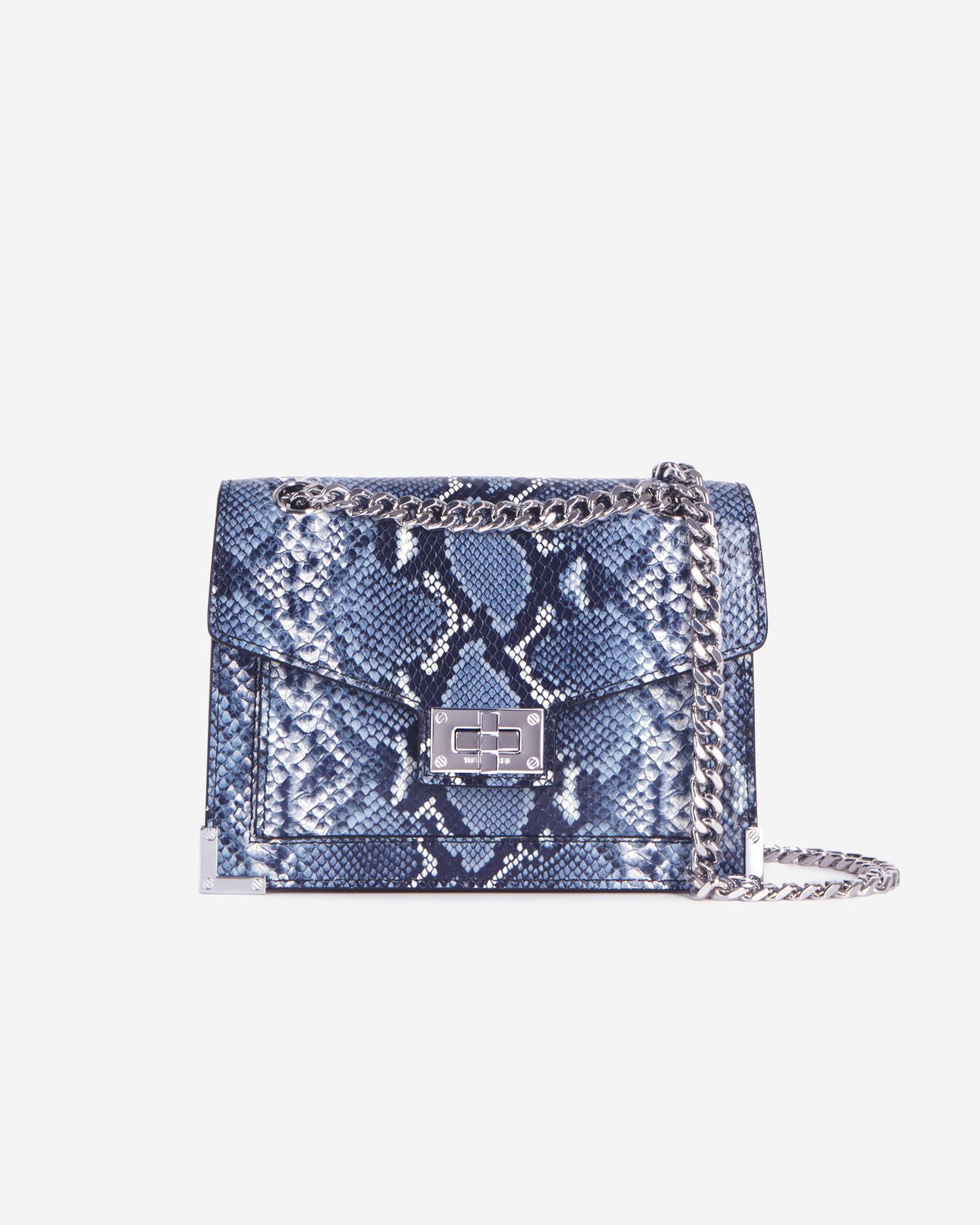 The Kooples FEMME NAVY sac emily chaîne en cuir effet python bleu