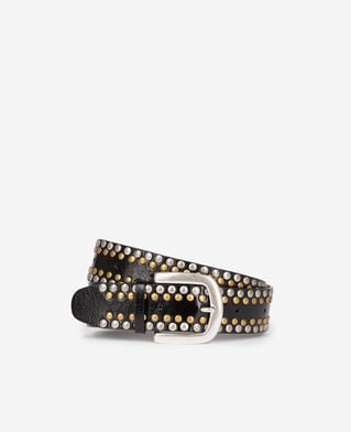 The Kooples FEMME BLACK ceinture en cuir noir avec clous