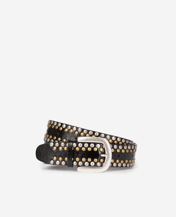The Kooples WOMEN BLACK black leather belt with studs