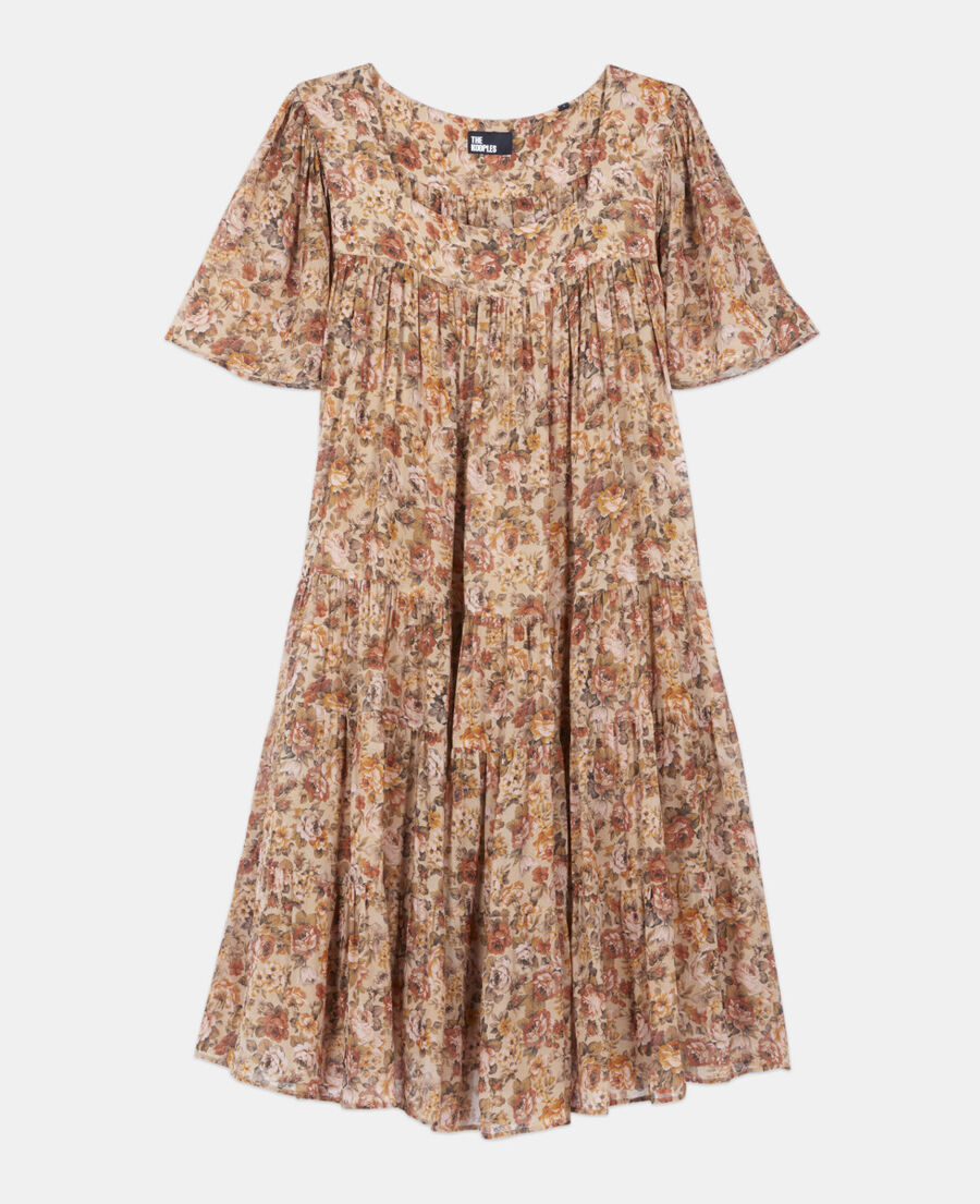 The Kooples F CAMEL / BROWN floral print short dress