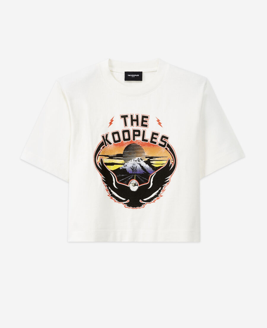 ecru short-sleeve t-shirt with eagle print