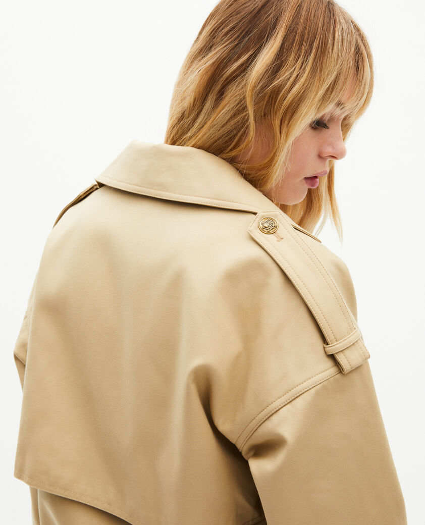 The Kooples WOMEN LIGHT BEIGE short trench in beige cotton