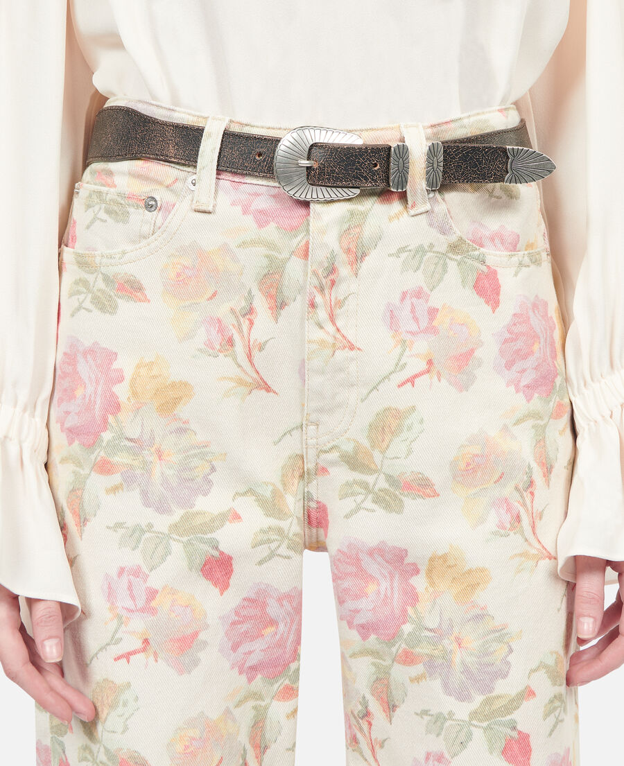 The Kooples WOMEN BROWN thin brown leather belt