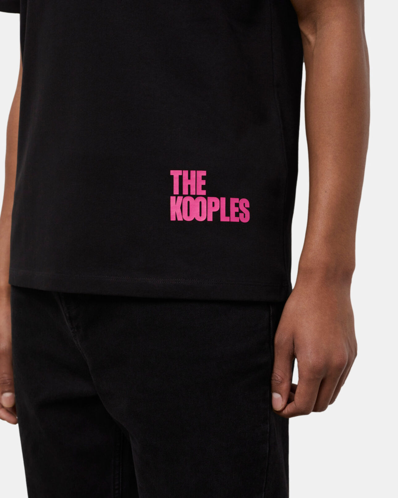 The Kooples MEN BLACK men's faded black t-shirt with screen print logo