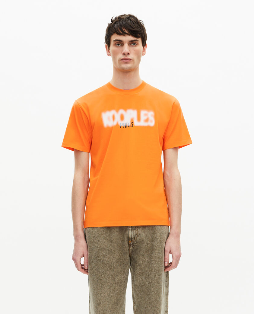 The Kooples MEN ORANGE t-shirt with orange logo screen print