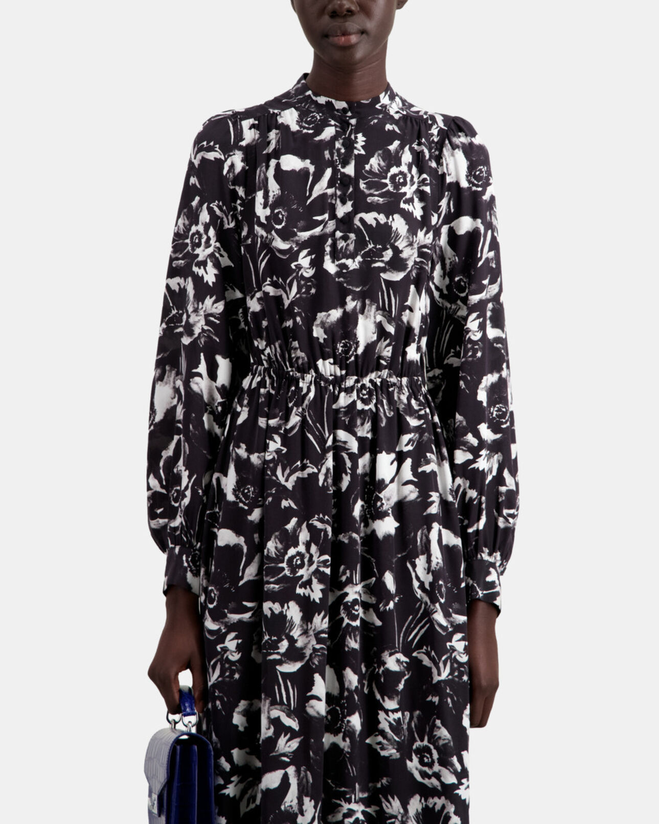 The Kooples WOMEN BLACK WHITE long printed dress