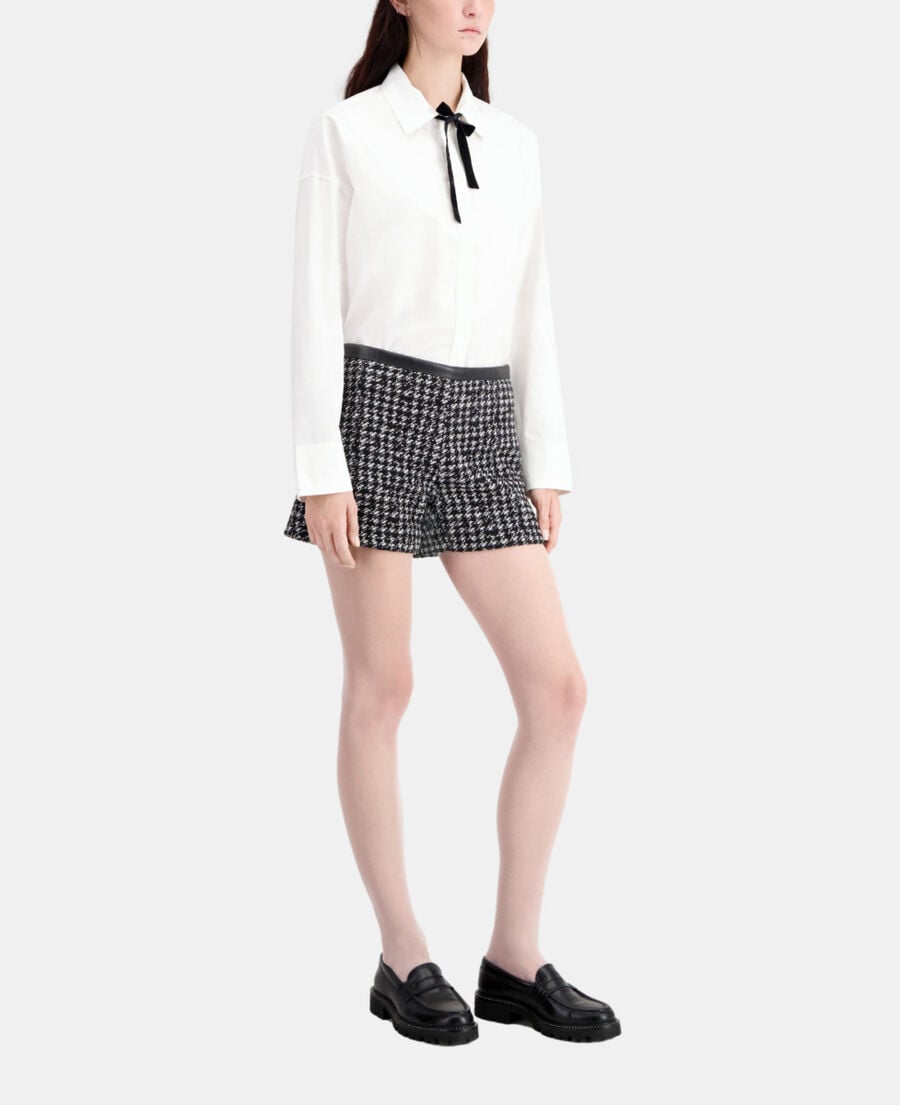 The Kooples FEMME BLACK WHITE short noir en tweed
