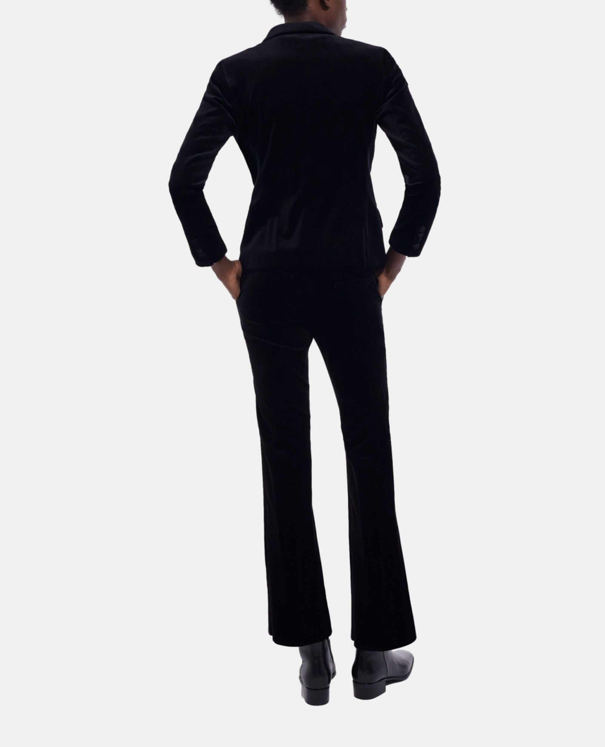 Schwarze Anzujacke aus Velours, BLACK, hi-res image number null
