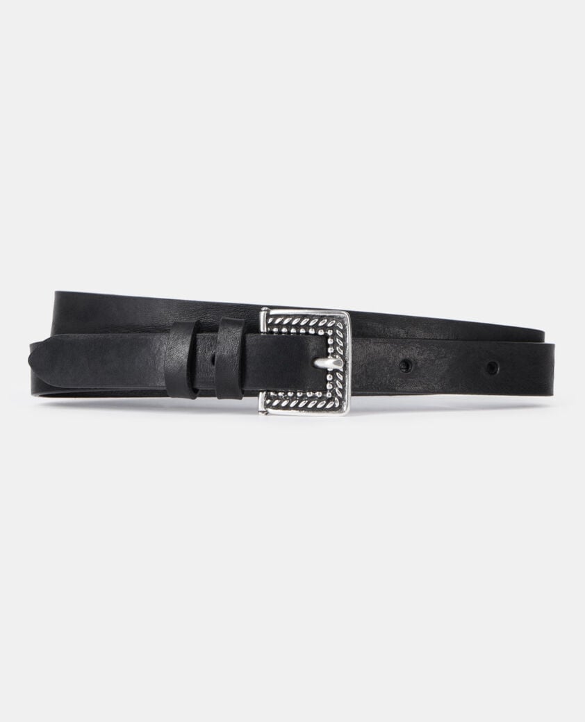The Kooples MEN BLACK thin black leather belt