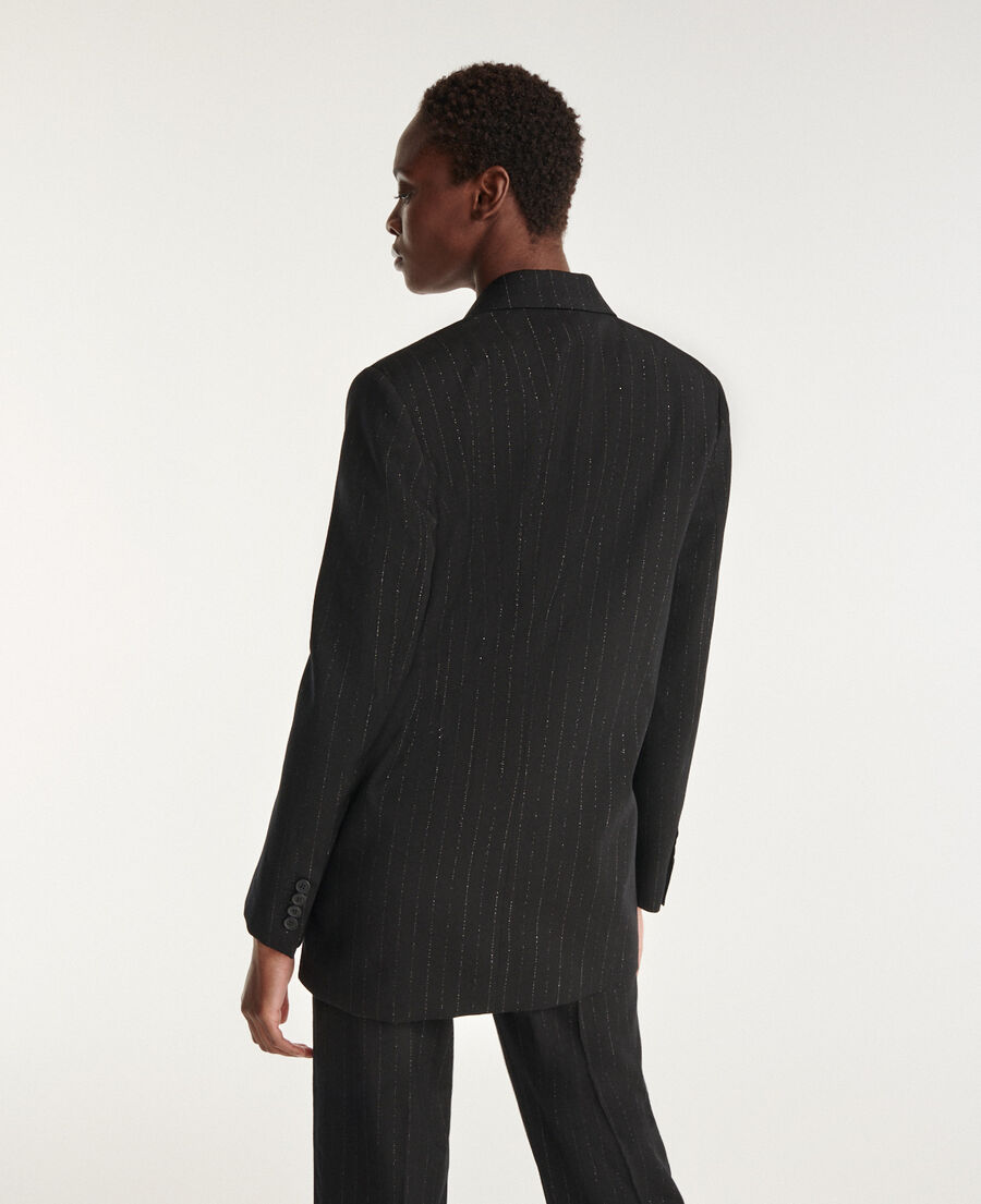straight-fit black jacket with lurex stripes