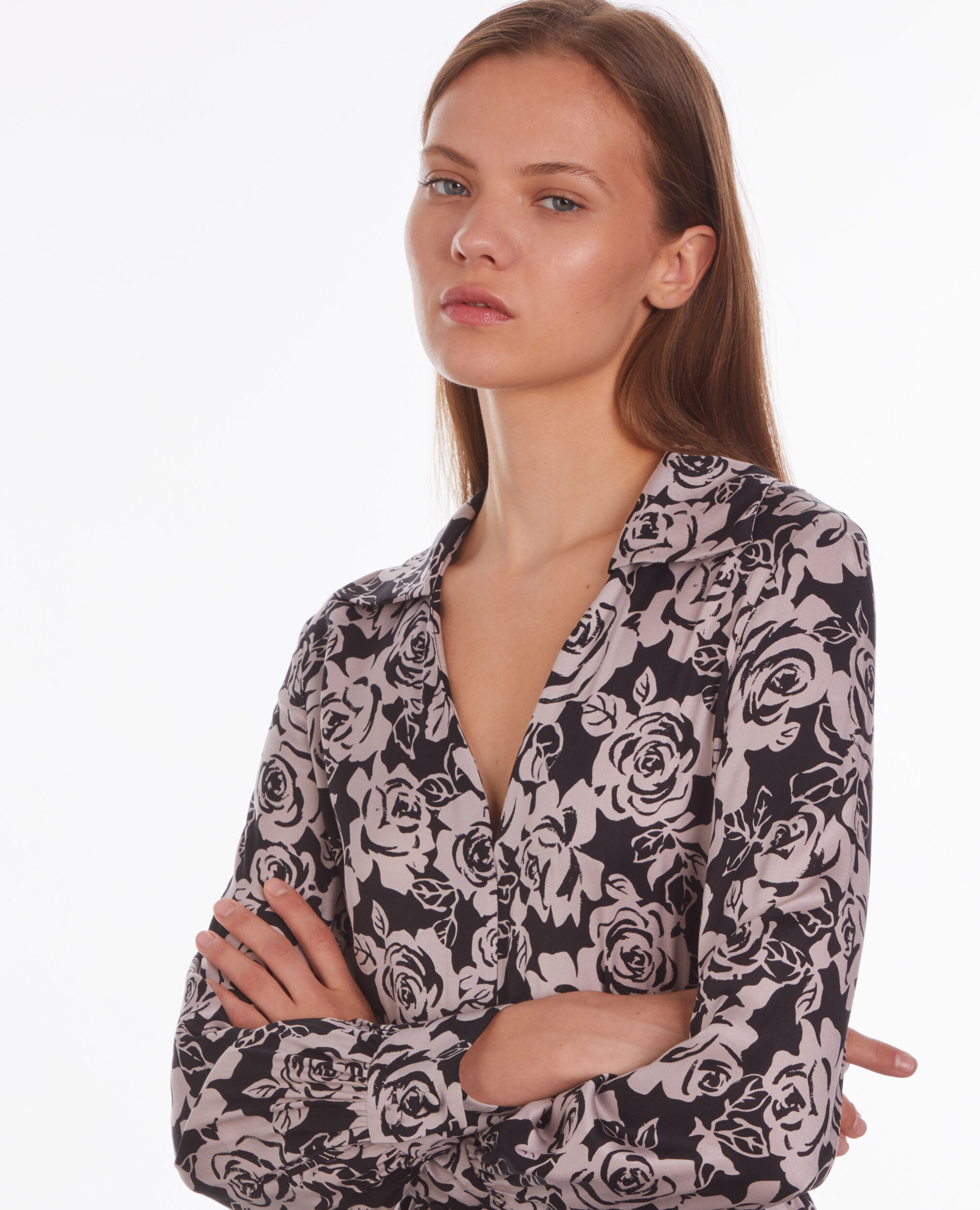 Printed midi dress, BLACK / PINK, hi-res image number null