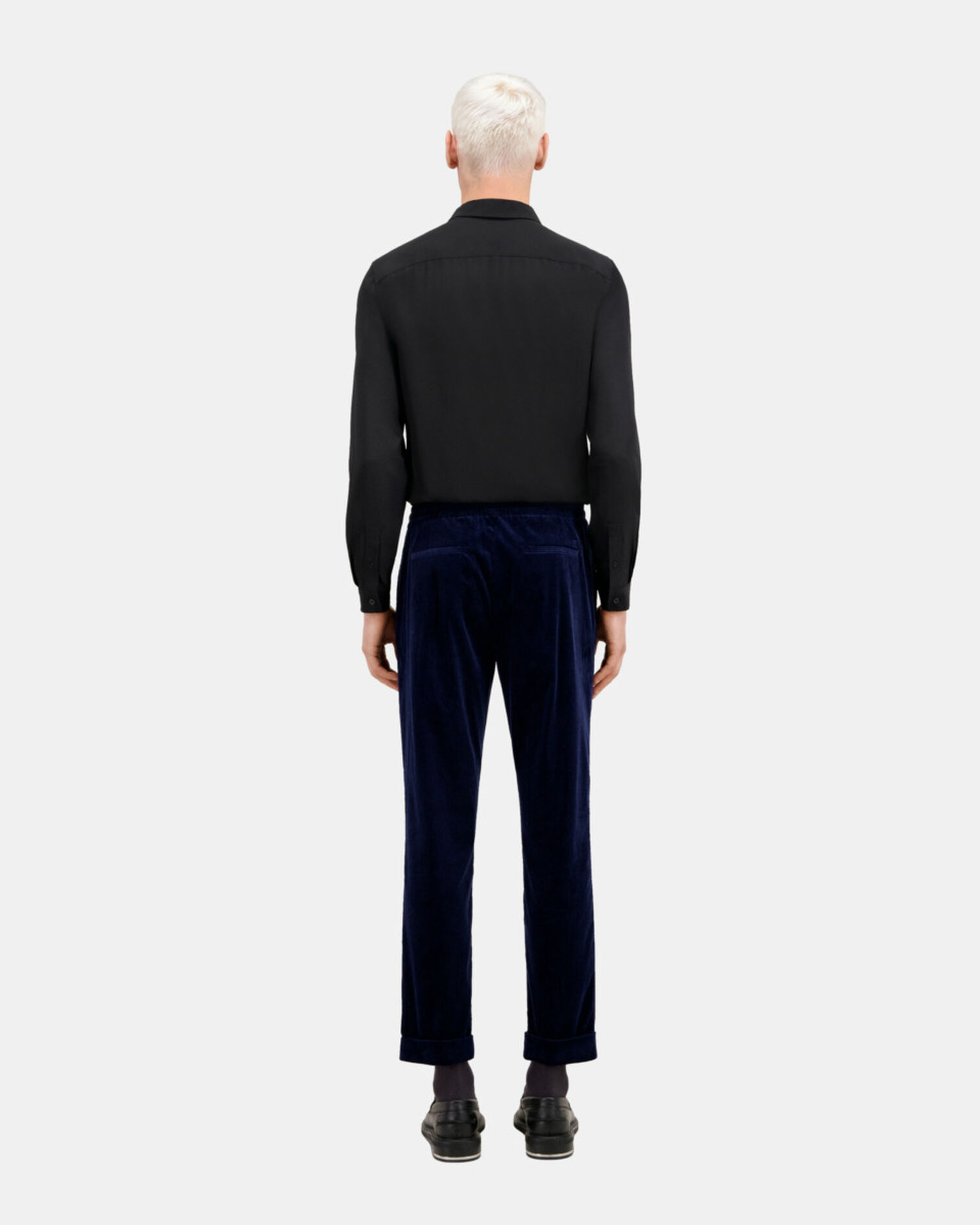 Pantalon bleu marine en velours côtelé, NAVY, hi-res image number null