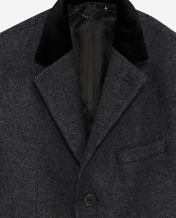 The Kooples MEN ANTHRACITE long charcoal gray wool coat