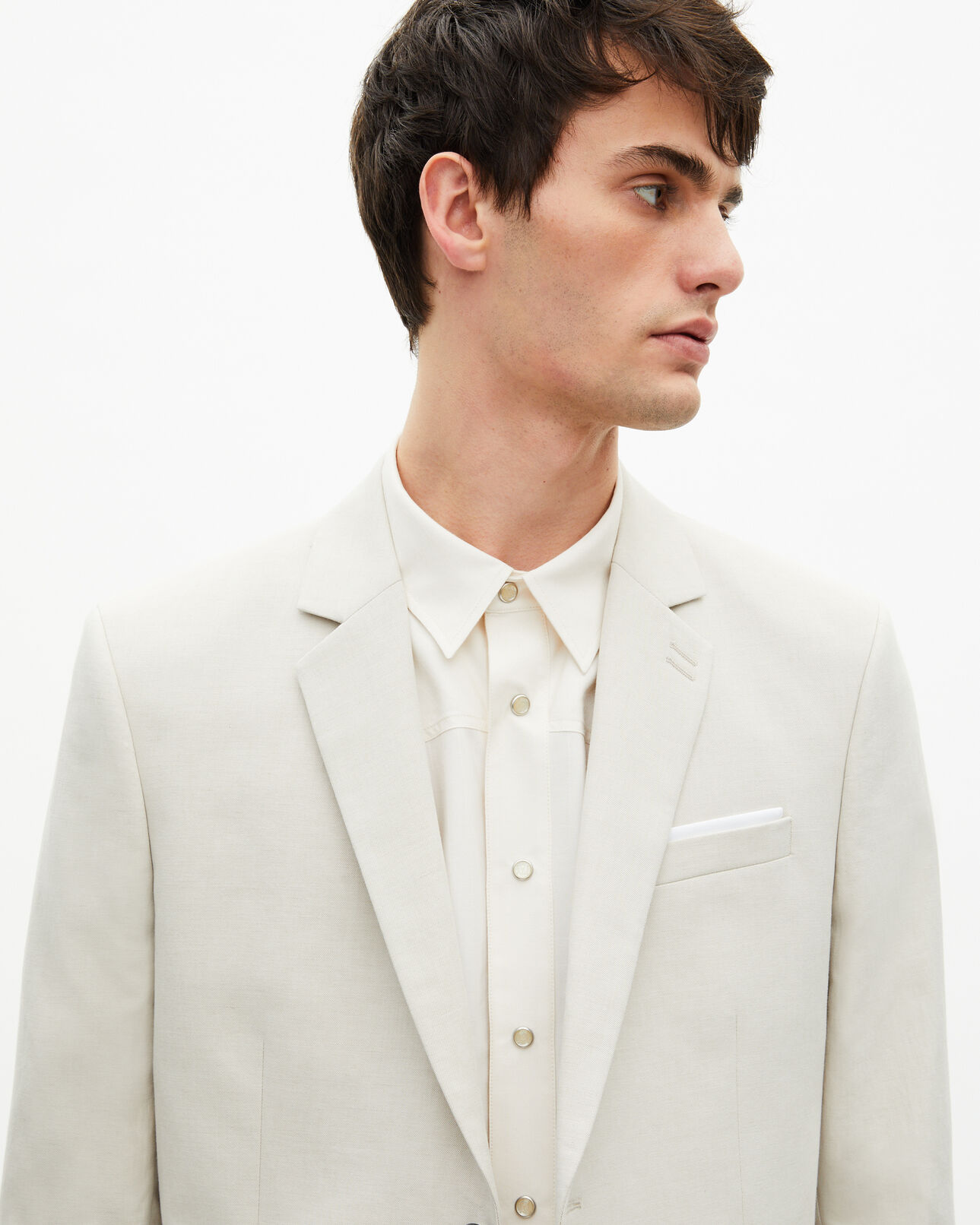 The Kooples MEN ECRU suit jacket in ecru cotton - linen