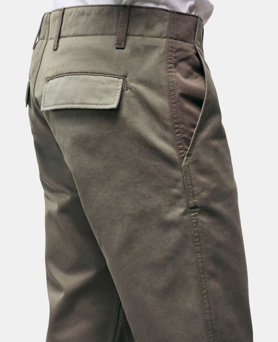 khaki patchwork straight-cut pants
