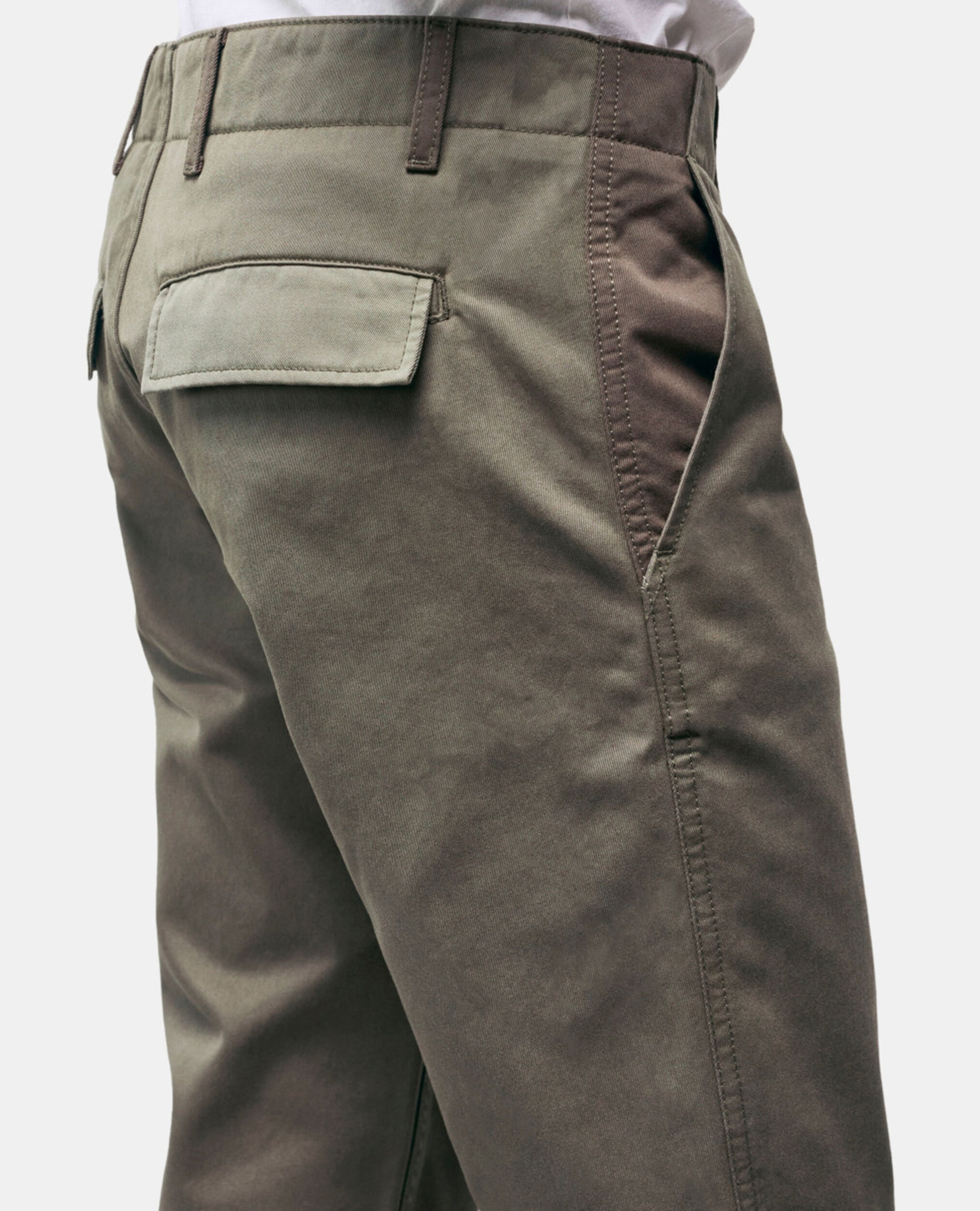 Khaki patchwork straight-cut pants, OLIVE NIGHT, hi-res image number null