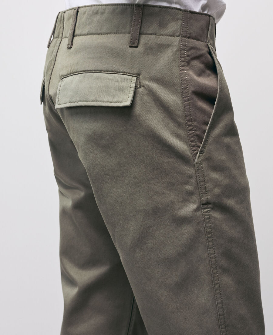 khaki patchwork straight-cut pants