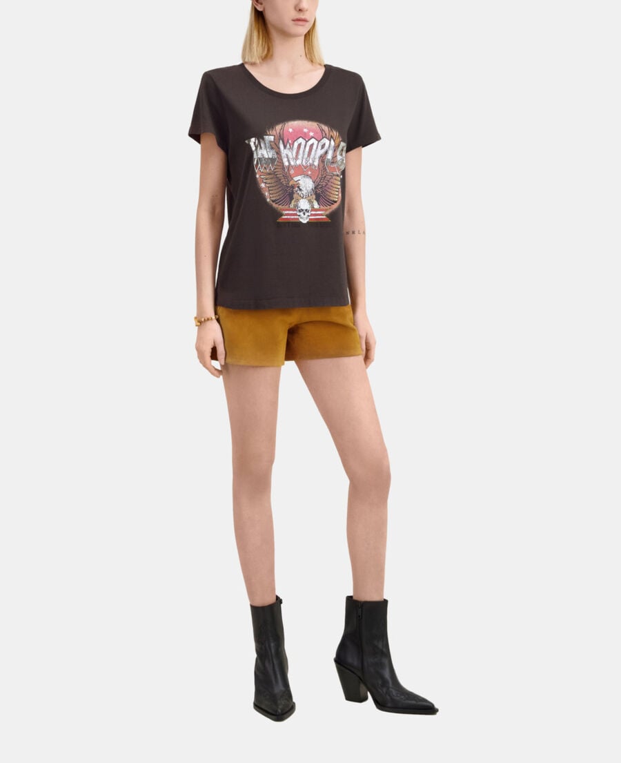 The Kooples F CARBONE carbon grey t-shirt with rock eagle serigraphy