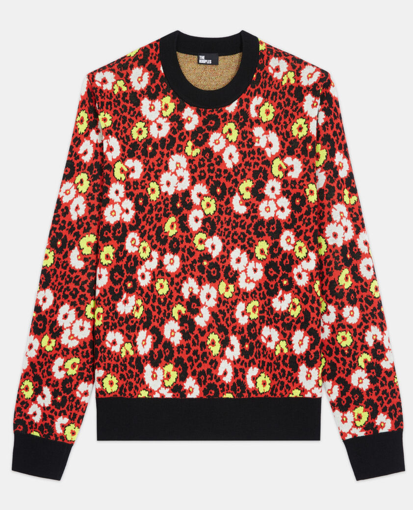 The Kooples HOMME DARK RED pull en laine imprimé fleuri