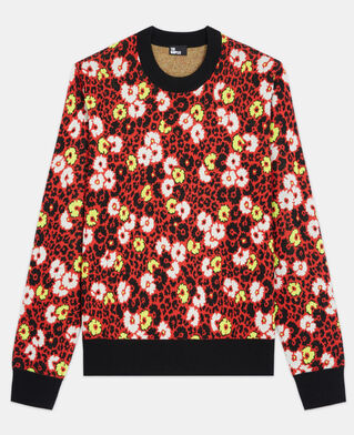 The Kooples HOMME DARK RED pull en laine imprimé fleuri