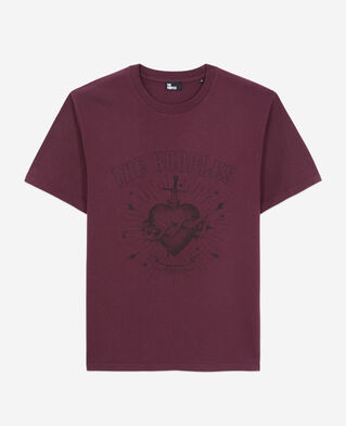 The Kooples HERREN BORDEAUX bordeauxrotes t-shirt herren mit siebdruck