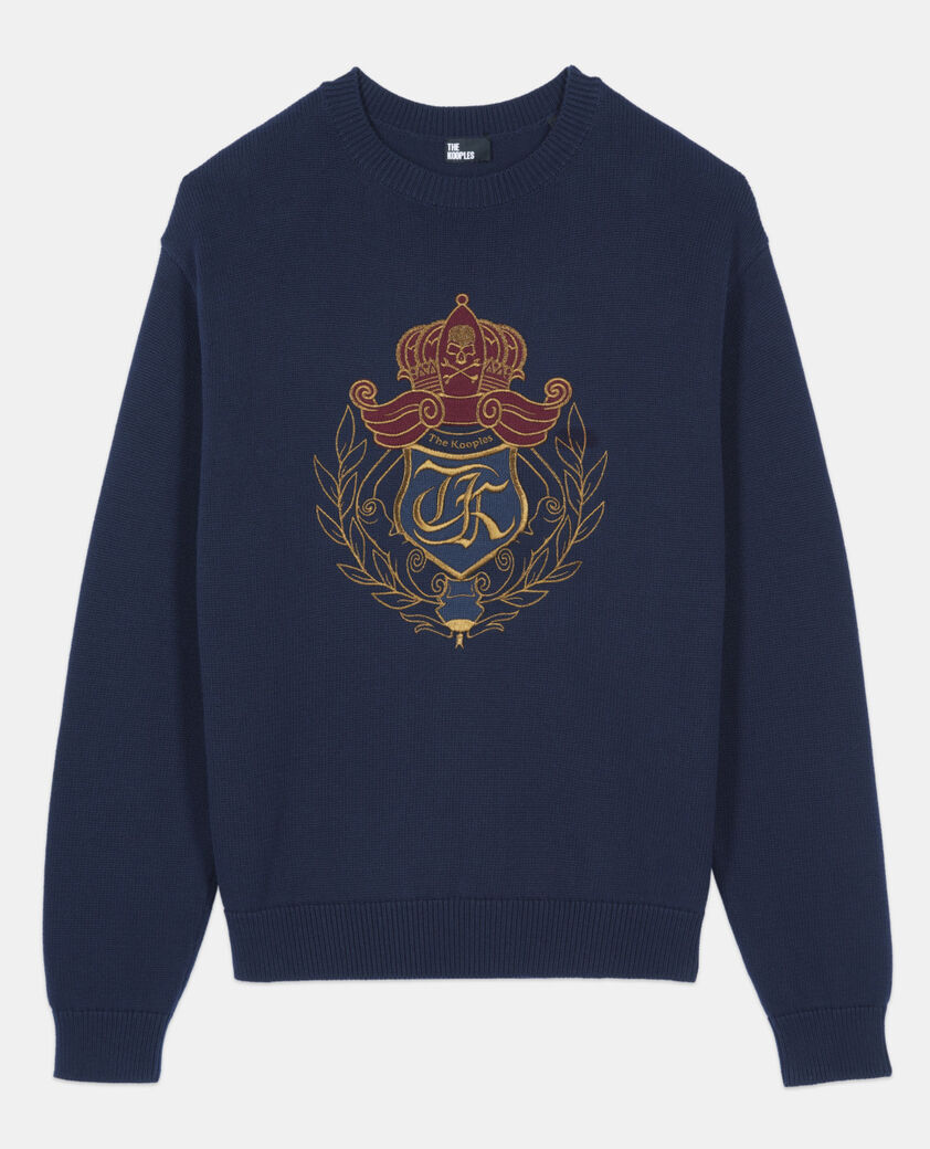 The Kooples H NAVY navy blue cotton sweater