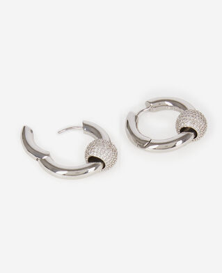 The Kooples WOMEN SILVER silver and rhinestone creole earrings