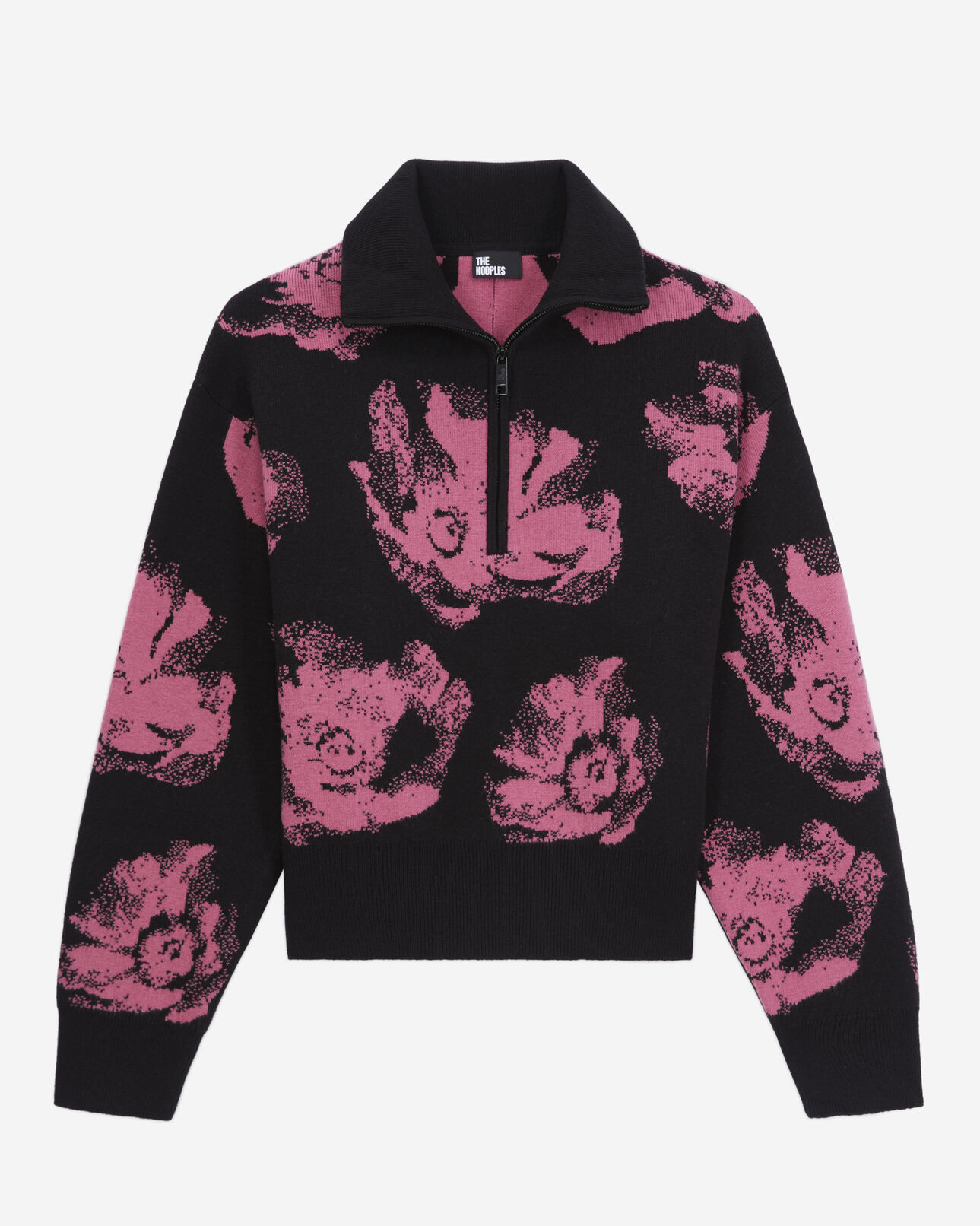 The Kooples WOMEN BLACK / PINK black sweater with flowers