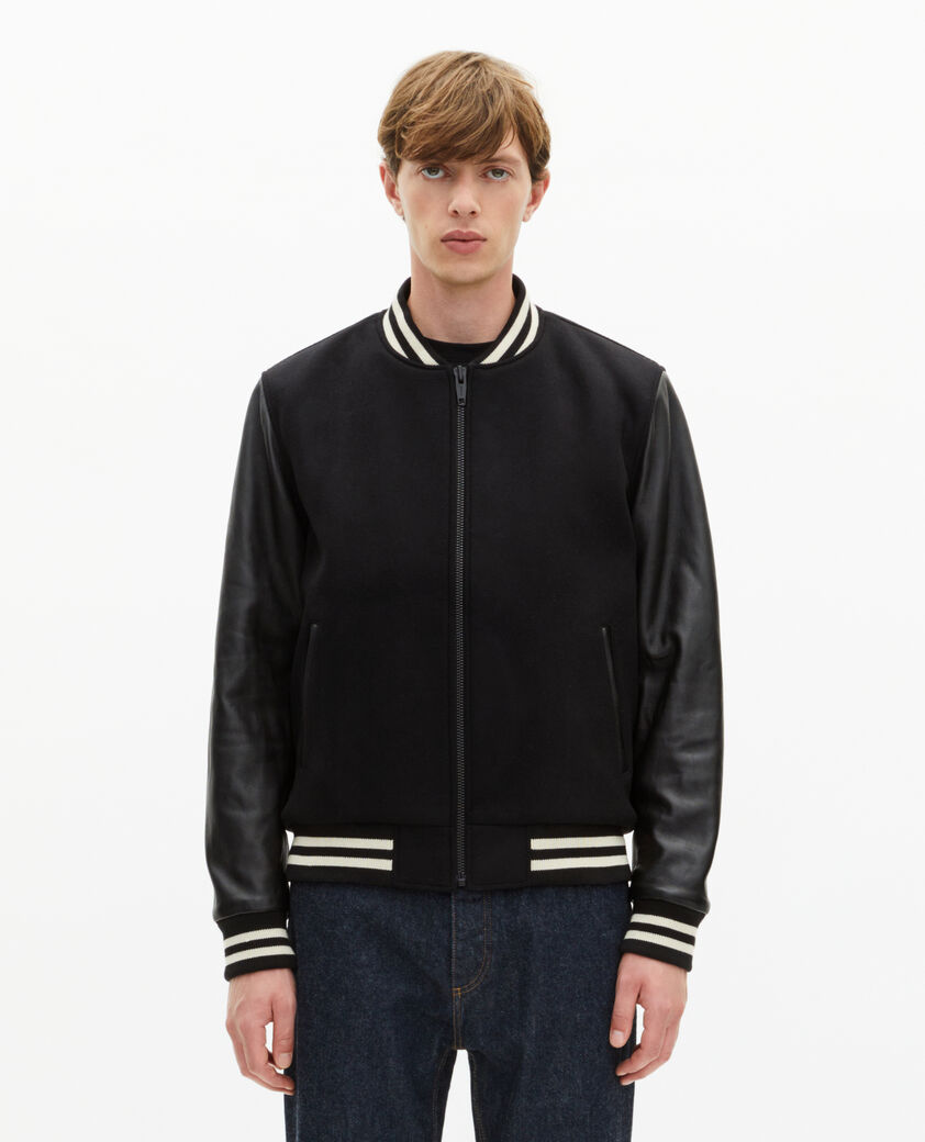 The Kooples HOMME BLACK blouson en laine varsity noir