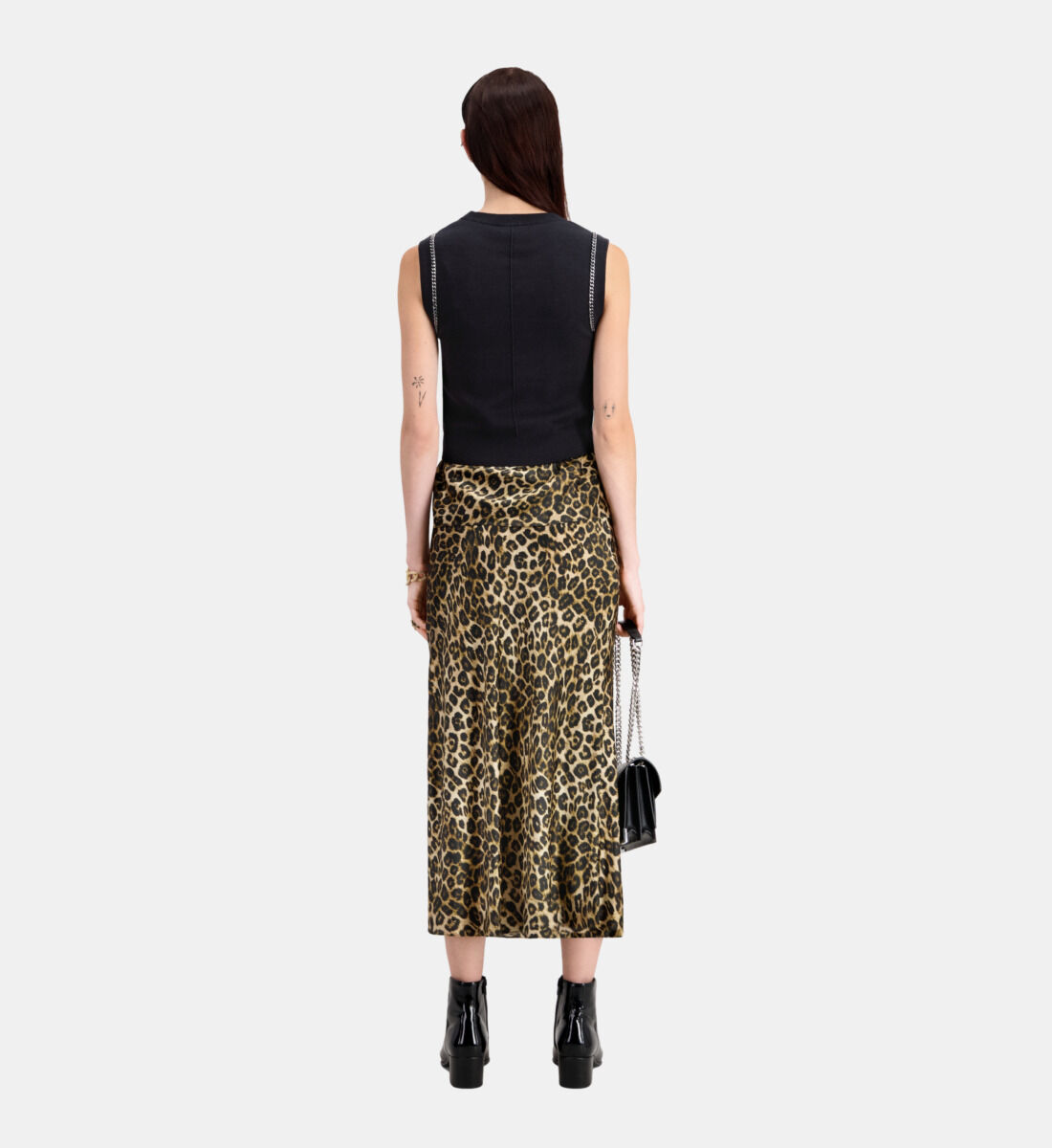 Pull noir en maille avec cha nes The Kooples France