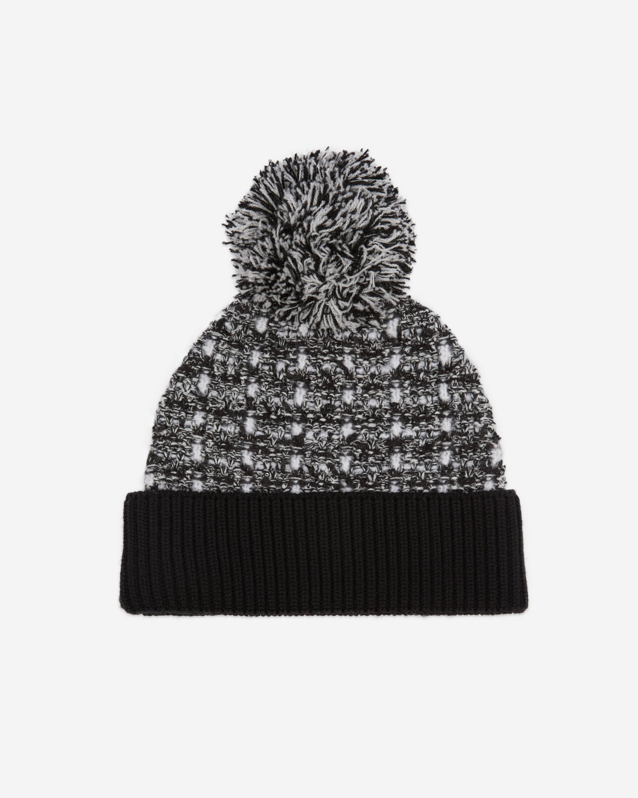 The Kooples DAMEN BLACK / WHITE schwarz-weiße mütze mit pailletten aus tweed