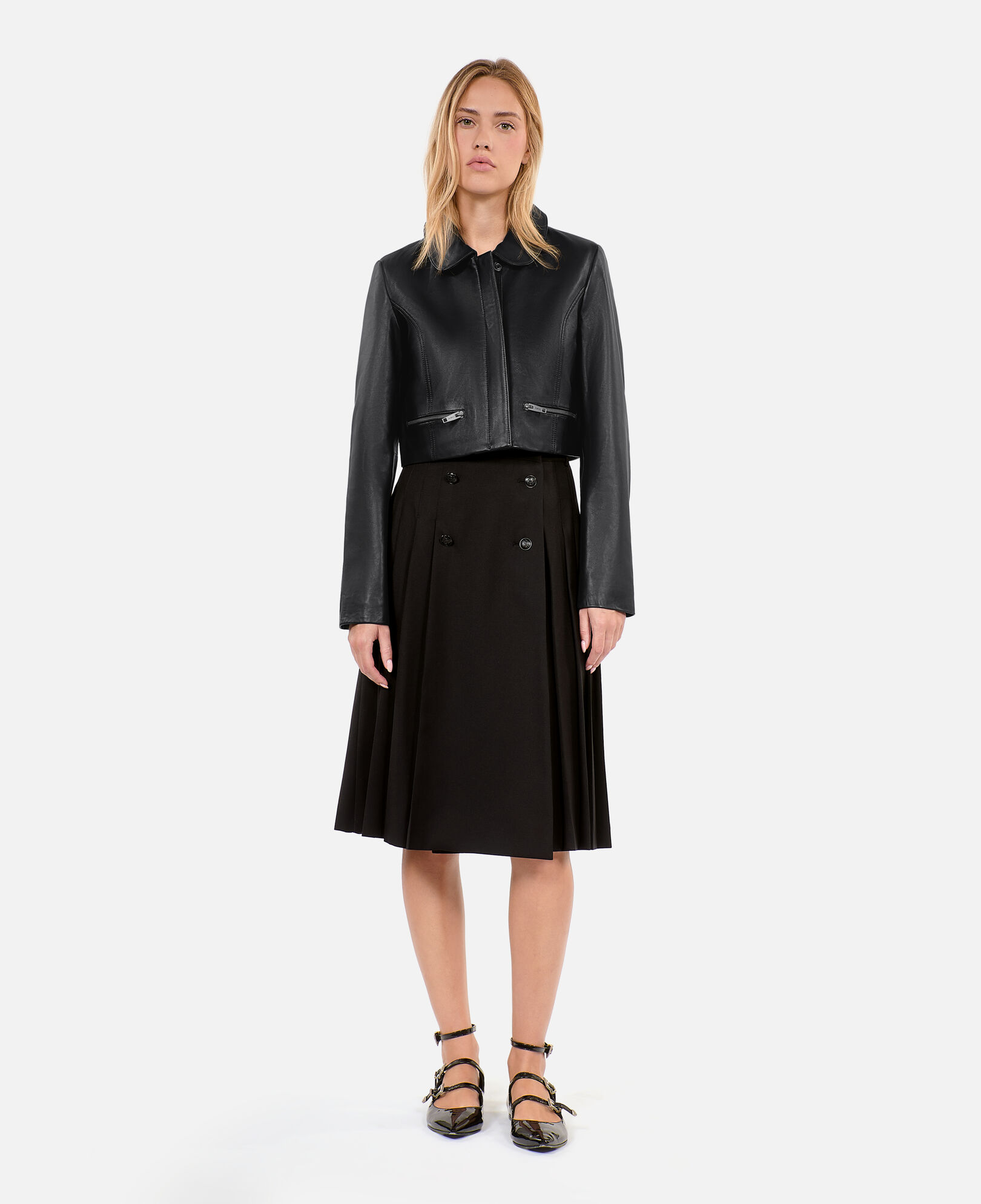 The Kooples WOMEN BLACK black leather jacket