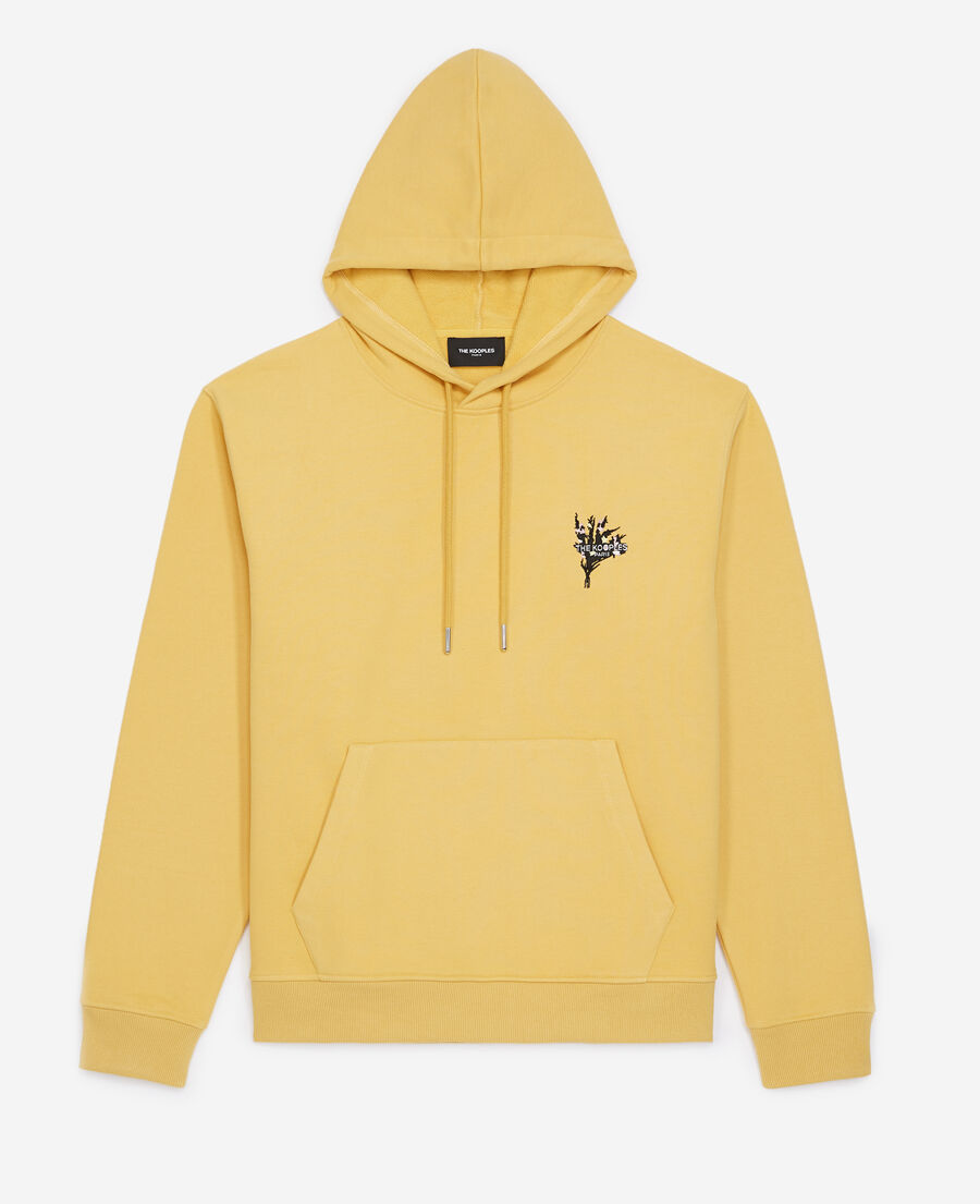 yellow hoodie with embroidered flower