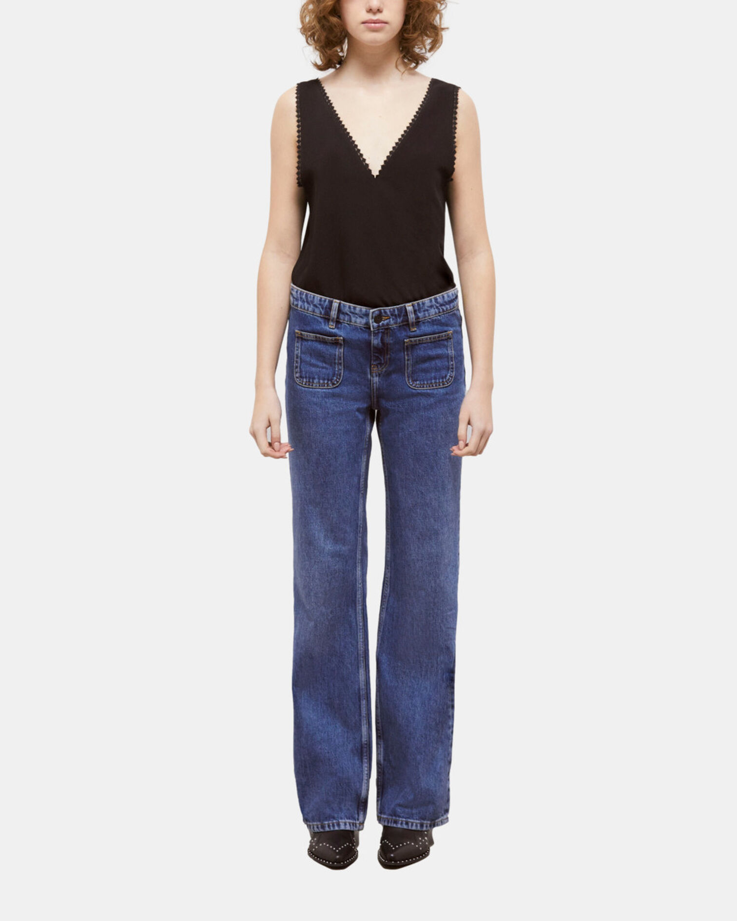Blue flare jeans, BLUE DENIM, hi-res image number null