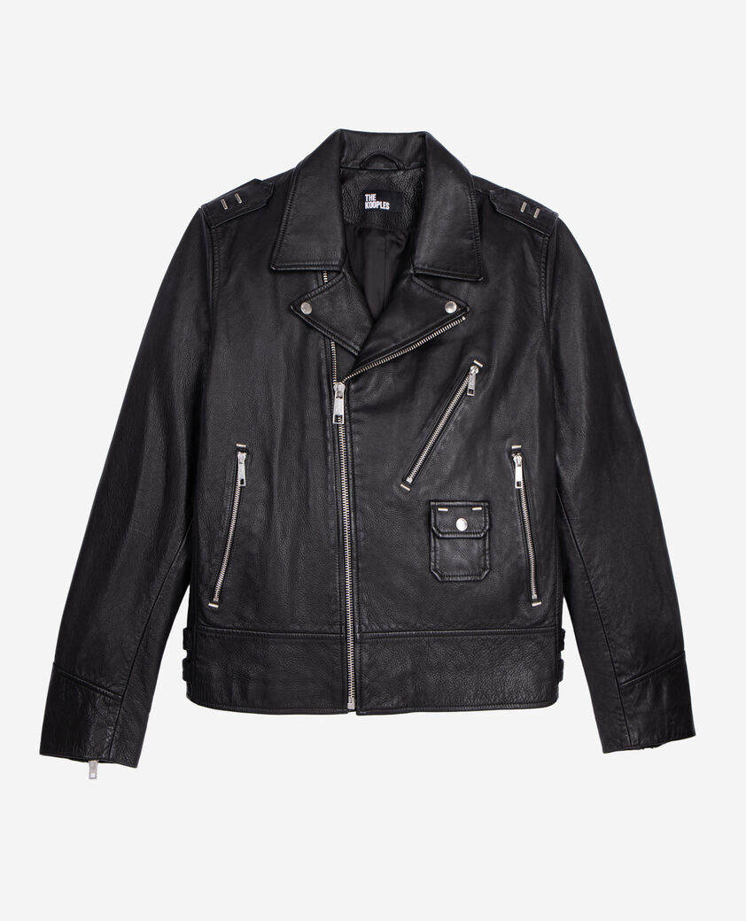 The Kooples HERREN BLACK schwarze bikerjacke aus leder