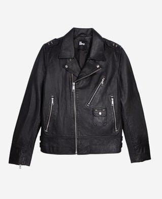 The Kooples HOMME BLACK blouson biker avec studs en cuir noir