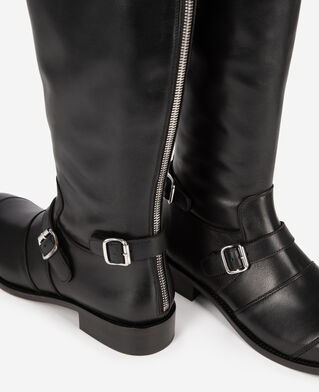 The Kooples F BLACK black leather boots with buckles