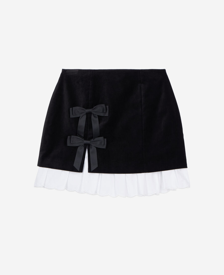 The Kooples F BLACK short black velvet skirt 