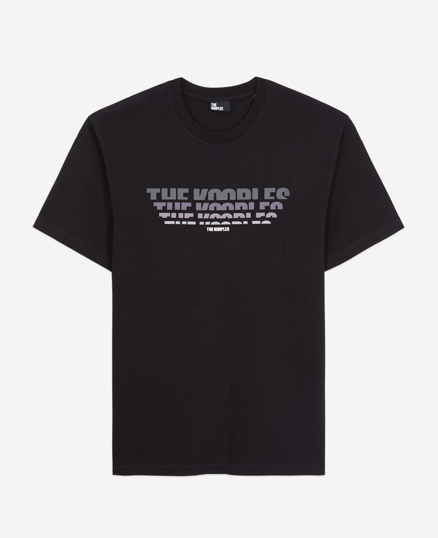 The Kooples H BLACK men's black t-shirt with color gradient logo serigraphy