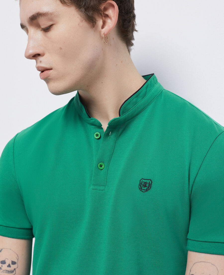 green officer collar polo shirt
